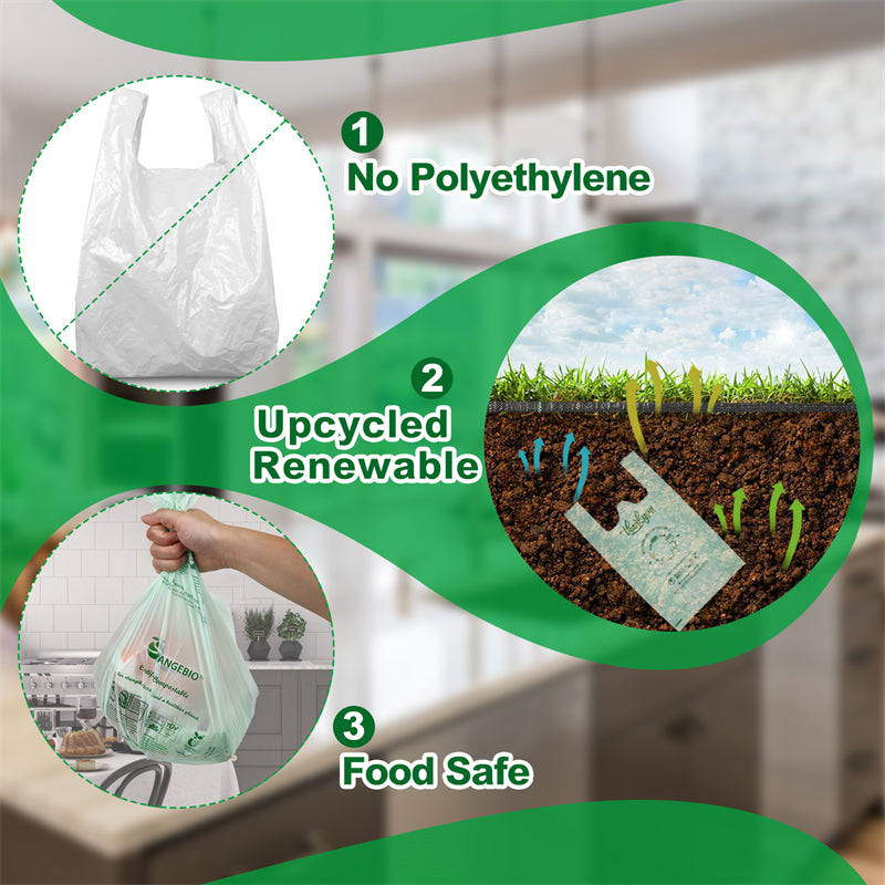 Medium-size Compostable Shopping Bags | 200 count